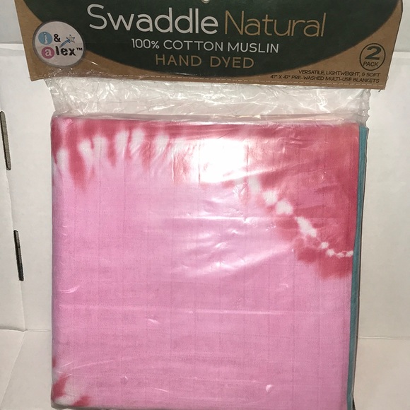 NWT J&Alex Hand dyed cotton muslin swaddle blanket - Picture 2 of 5